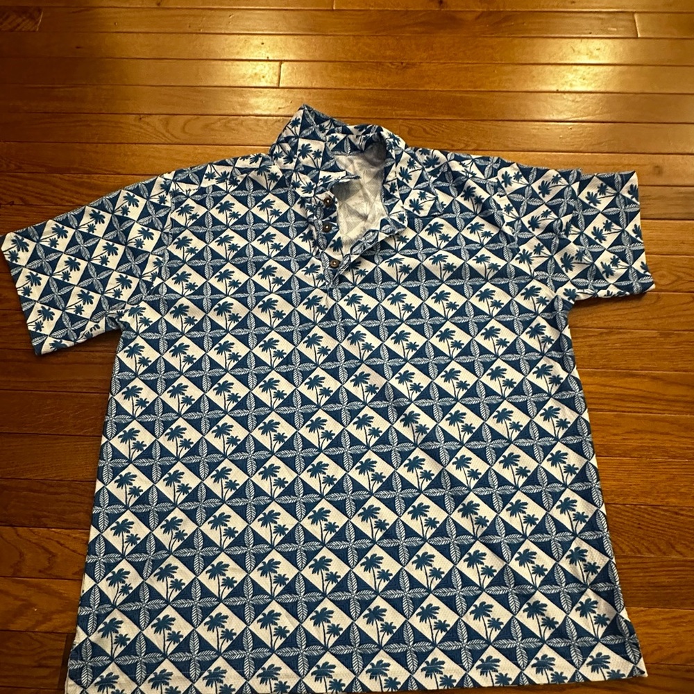 Tropical Blue Palm Print Men's Casual Shirt